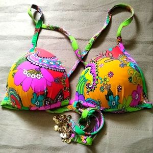 Multicolor Floral Paisley Bikini Swim Top